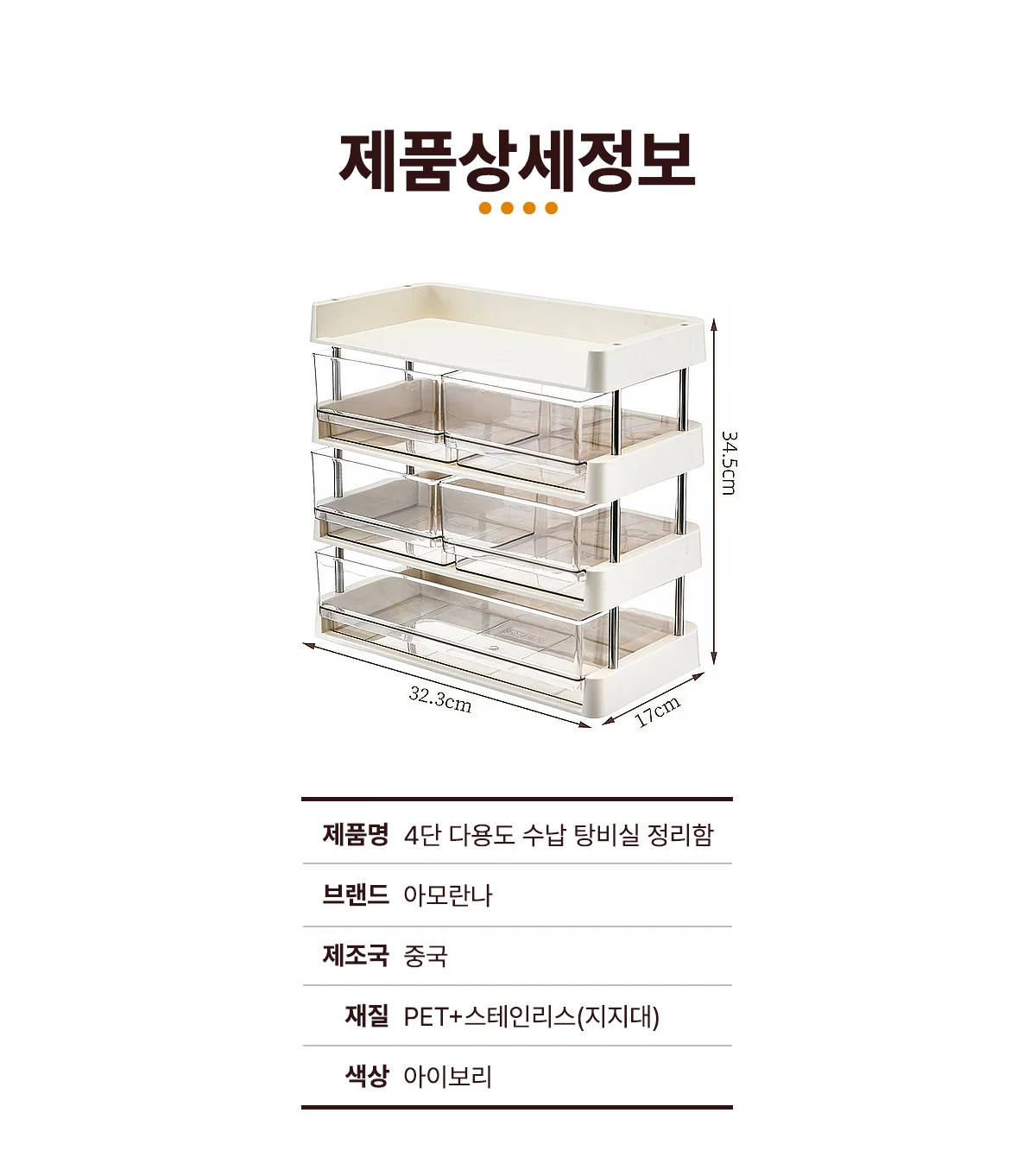 4단 다용도 수납 탕비실 정리함 상세 이미지 11
