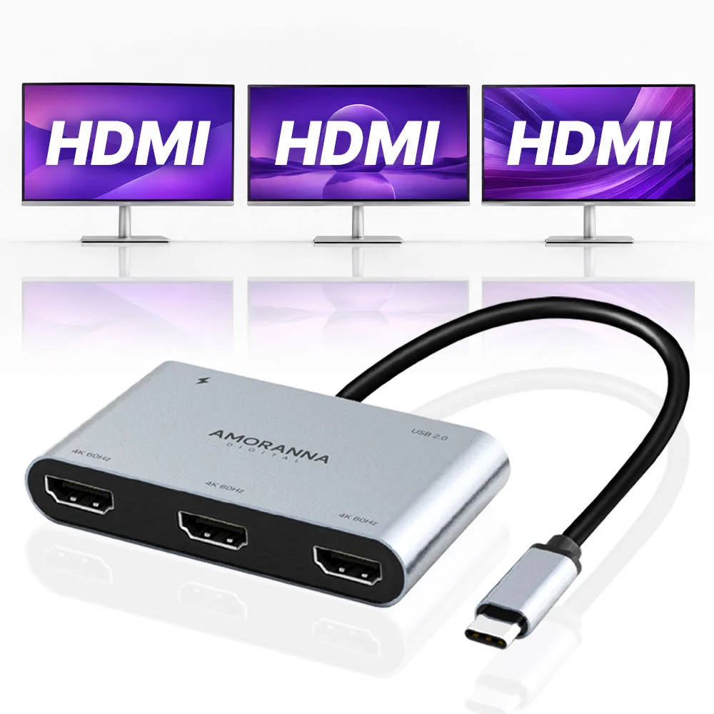 아모란나 C타입 트리플 모니터 분배기 HDMI 컨버터 MST 허브 5in1 60Hz