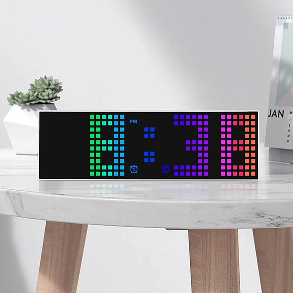 아모란나 픽셀 LED 디지털 무소음 탁상시계