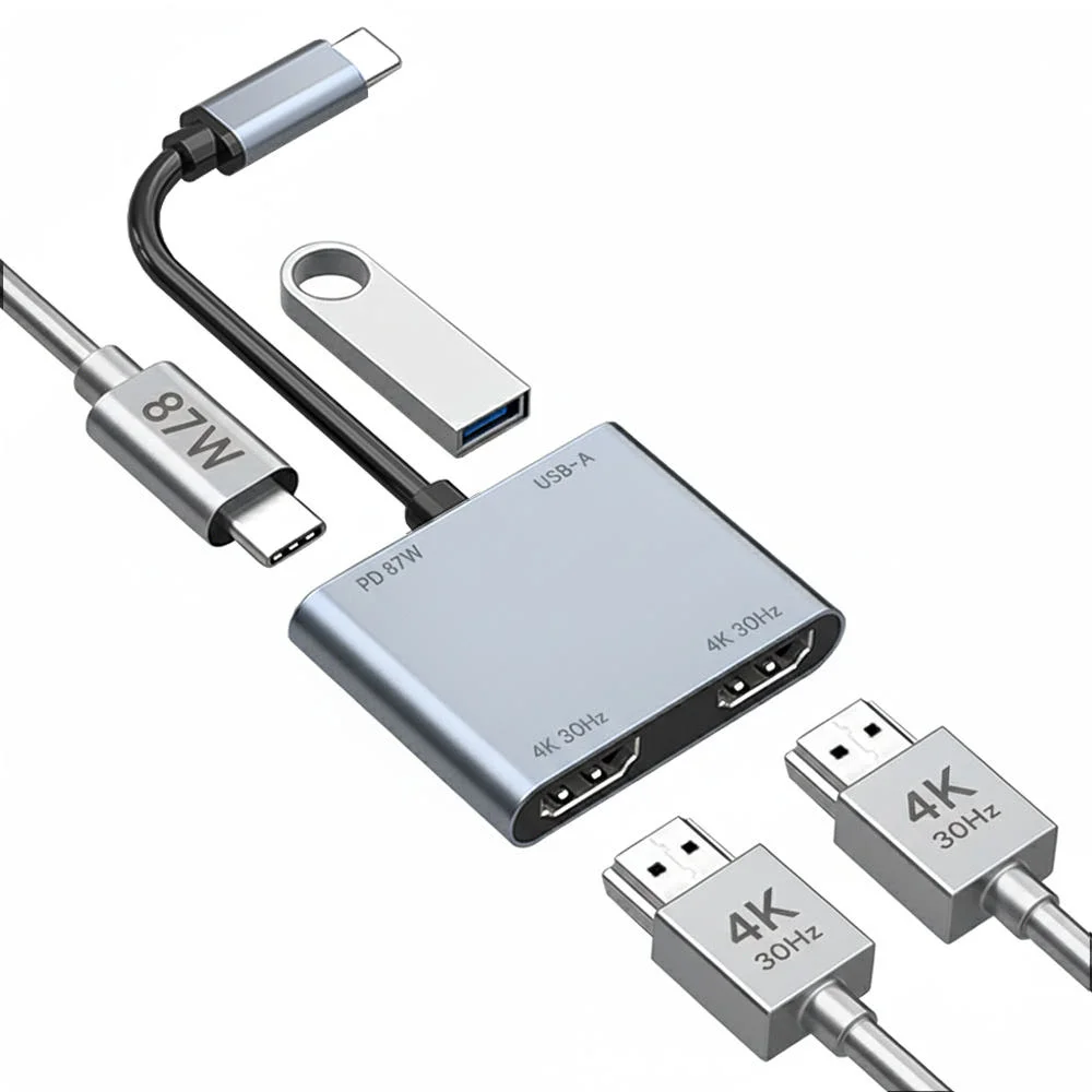 아모란나 C타입 듀얼 모니터 분배기 HDMI 컨버터 MST 허브 4in1