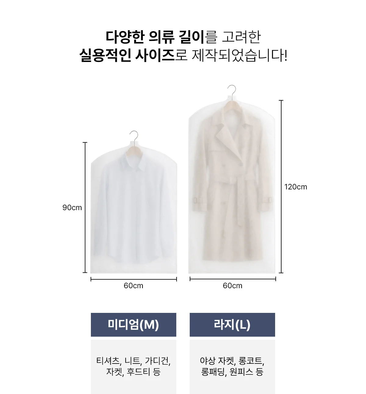 [아모란나] 화이트 부직포 옷커버 양복 코트 옷보관 상세 이미지 4