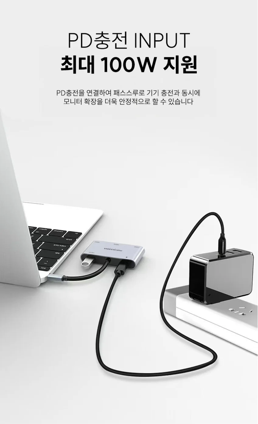 아모란나 C타입 트리플 모니터 분배기 HDMI 컨버터 MST 허브 5in1 60Hz 상세 이미지 14