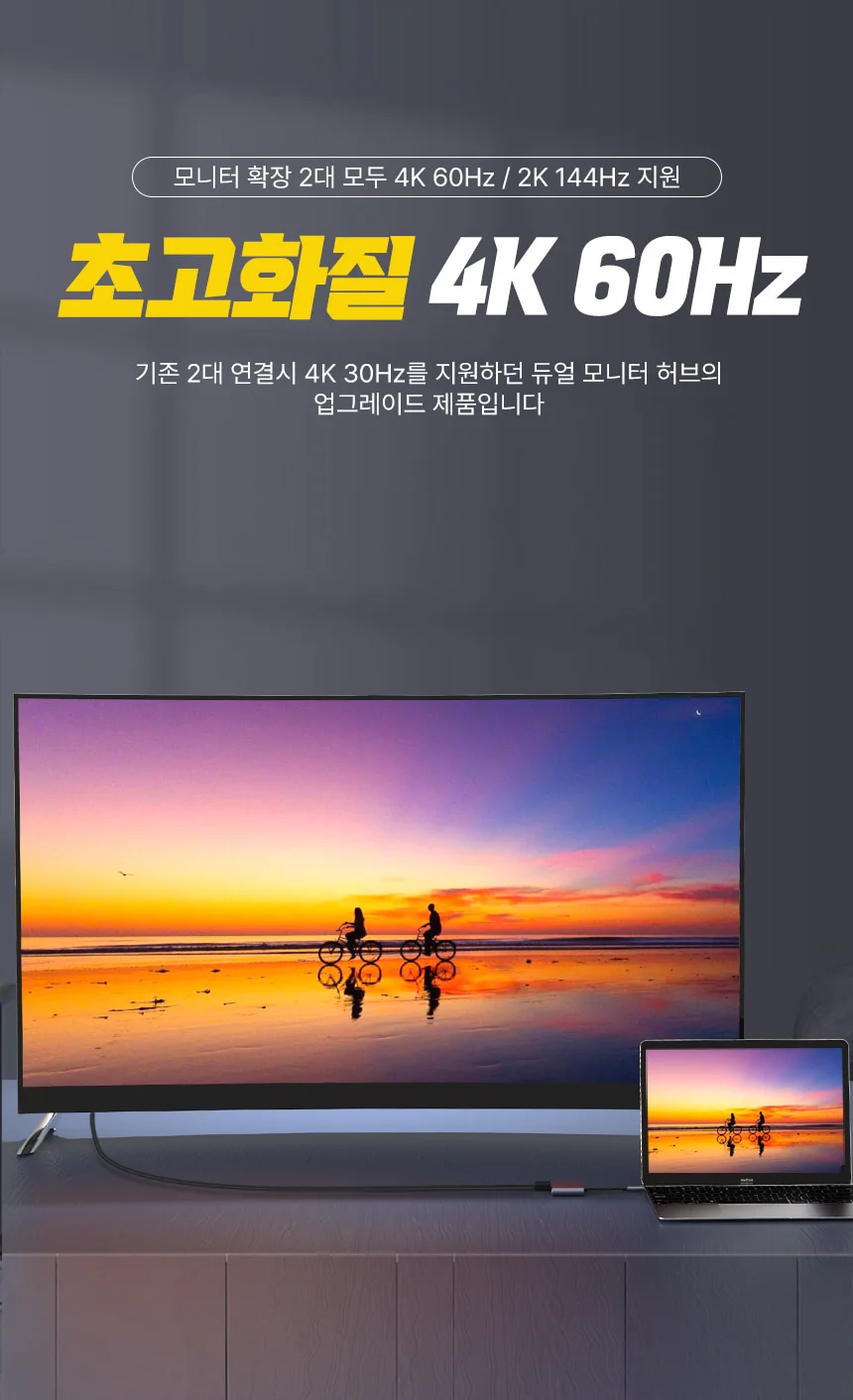 노트북 모니터 2대 연결 C타입 HDMI 4in1 허브 4K 60hz 상세 이미지 6