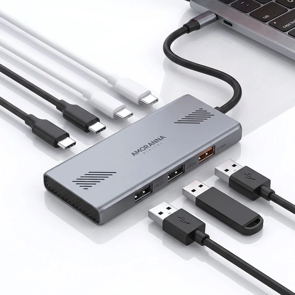 아모란나 C타입 노트북 허브 맥북 네오 멀티허브 7포트 10Gbps 슬림